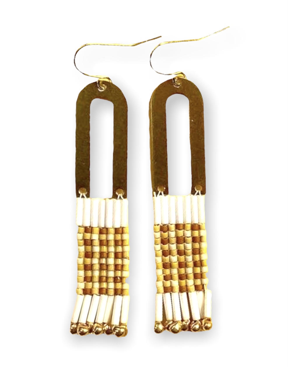 Beaded Handwoven Gingham Earrings