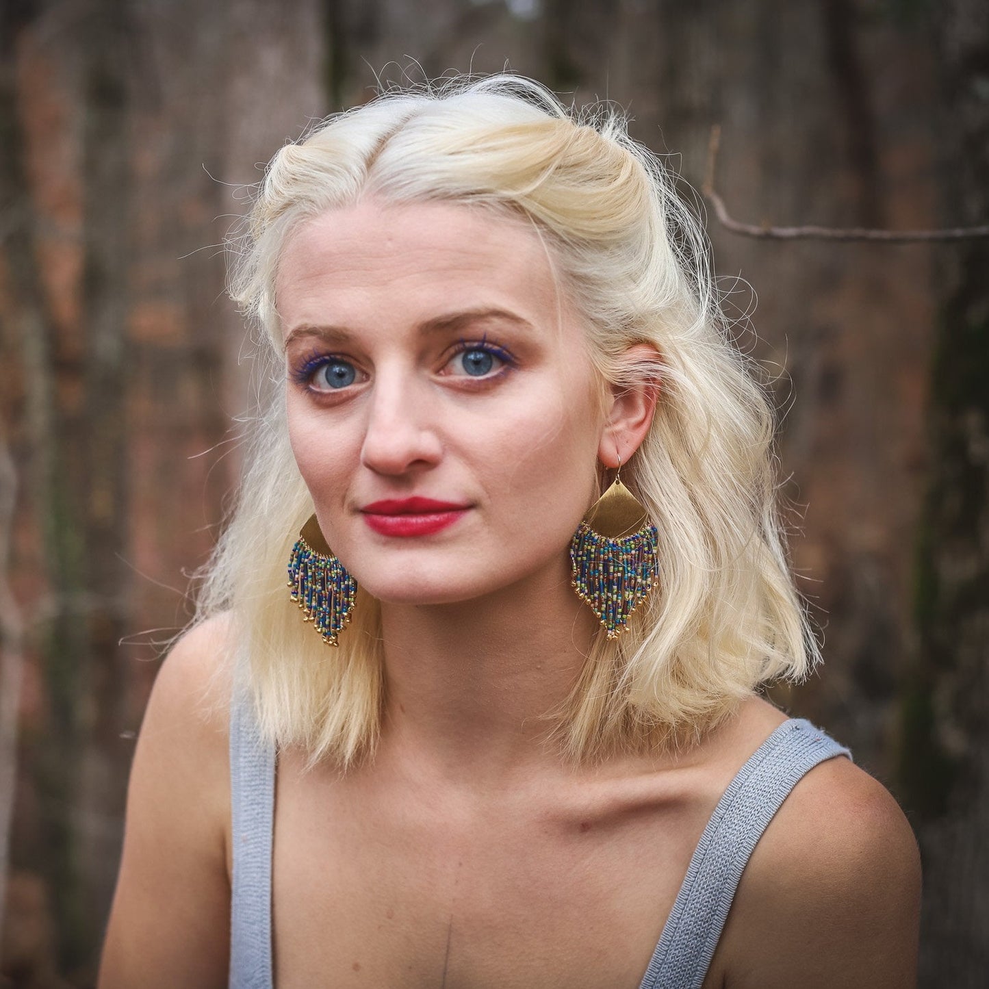 Beaded Handwoven Confetti Fringe Earrings